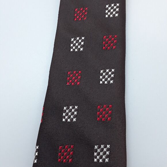 Vintage Signet Magic Wash Tie dark BROWN Geometric Retro Vintage Prep EUC 52x2.5 - Picture 2 of 6